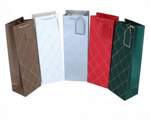 Dárková papírová taška na láhev 38cm/11cm/11cm