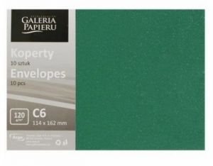 Ozdobné obálky Mika - C6, 120 g/m2, zelené se třpytkami, 10 ks