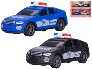 Auto policejní 10cm na setrvačník 3barvy 2ks v krabičce