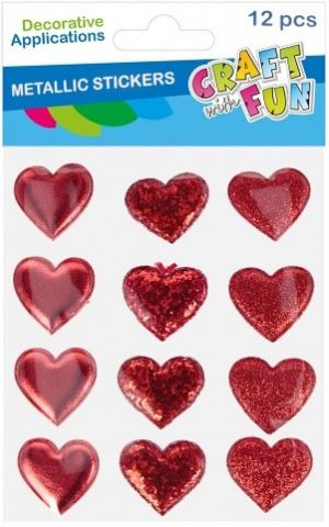 Samolepky 3D Srdíčka (12 ks)