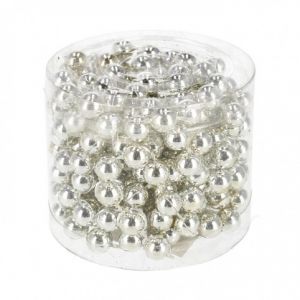 Vánoční řetěz perličky stříbrné 8 mm × 270 cm