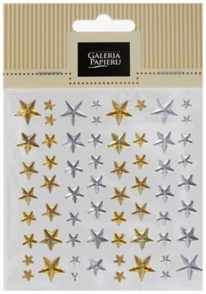 SAMOLEPICÍ HVĚZDNÉ KRYSTALY, 64 ks/balení, STŘÍBRNÉ A ZLATÉ