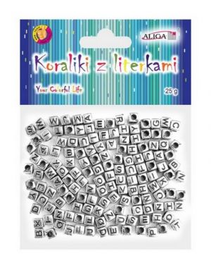 Korálky s písmenky 50ks 6x6mm, stříbrné<br />