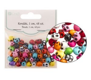 ALIG<br />Korálky Lebky 48ks 1cm, mix barev<br />