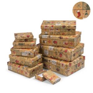 ARGUS Dárková krabice vánoční natur kraft 22,4x14,4x6,3cm 25381185