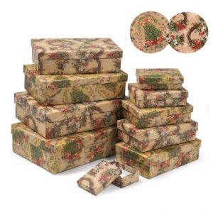 ARGUS Dárková krabice vánoční natur kraft 26,4x17,6x7,3cm 25401184