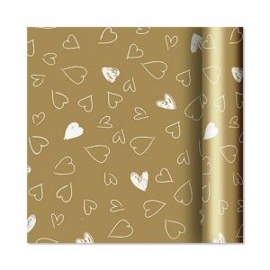 ALBI Dárkový papír - role 2 m × 70 cm - Srdíčka na zlaté
