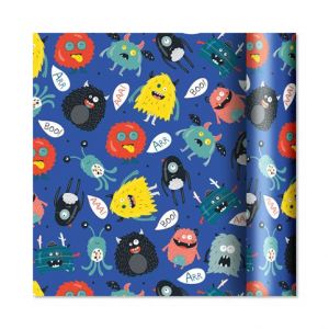 ALBI Dárkový papír - role 2 m × 70 cm - Barevné příšerky na modré