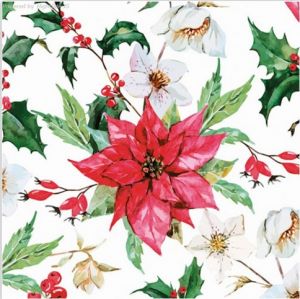 Ubrousky Daisy vánoční Watercolour Poinsettia