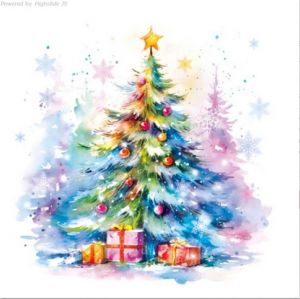 Ubrousky Daisy vánoční Watercolour Christmas Tree