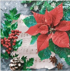 Ubrousky Maki vánoční Festive Poinsettia with Hollyberry