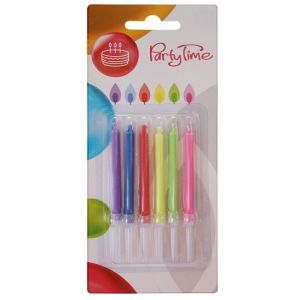 Dortové svíčky s barevným plamenem 6 ks mix