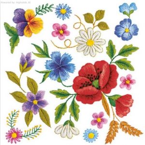 Mix of Embroidered Flowers SLOG 0609 01