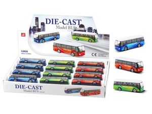 Autobus kov/plast 9cm na volný chod 3 druhy