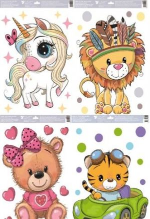 Okenní fólie barevná zvířátka 30 x 50 cm /6783