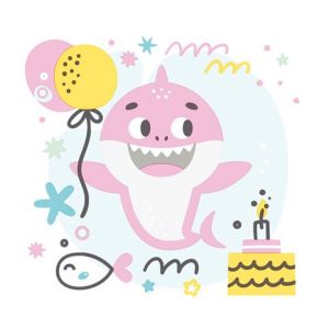 Ubrousky DAISY L (20ks) Pink Birthday Shark