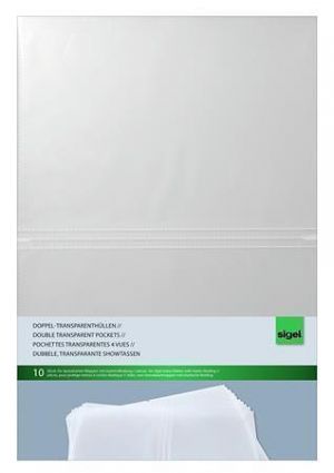 Náhradní obaly do desek na jídelní lístek, transparentní, A4, 10 ks/balení, SIGEL SM180