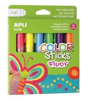 Temperové tyčinky "Kids", 6 různých fluorescenčních barev, APLI