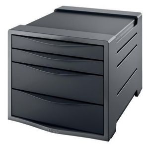 Zásuvkový box "Europost", 4 zásuvky, Vivida černá, plast, ESSELTE
