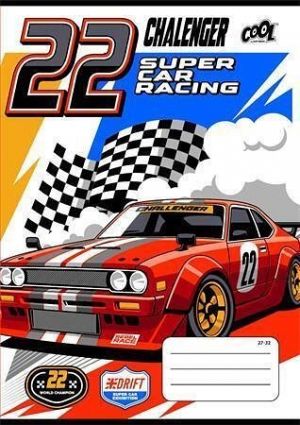 Sešit "Race cars", 27-32, mix motivů, A5, čtverečkovaný, 32 listů, COOL BY VICTORIA