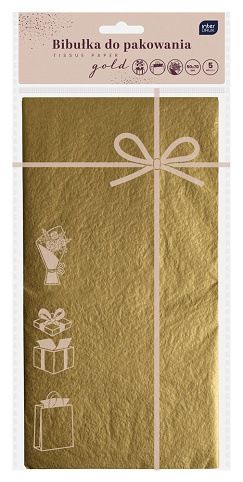 Papír na balení dárků 50x70 zlatá 5ks