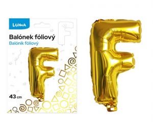 Balónek fóliový "F" ZLATÝ LUMA