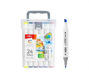 Popisovač skicovací oboustranný Color Emotion 24 barev DELI E70803-24
