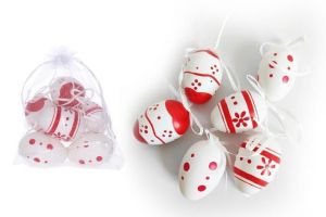 Vajíčko W033824 dekorační plastové malované 6 cm, 6ks v organza sáčku