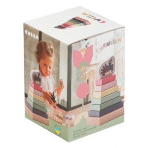 CUBIKA Pastel 15894 Barevná pyramida se slepičkou - dřevěná skládačka 8 dílů