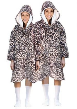 Cozy Noxxiez CH371 Leopard potisk - hřejivá televizní mikinová deka s kapucí pro teenagery