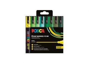 Akrylový popisovač "Posca PC-5M", 8 různých zelených barev, sada, 1,8-2,5 mm, UNI 30242244