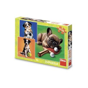 DINO Puzzle Psí sportovci 3x55 dílků