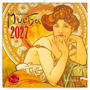 Kalendář nástěnný poznámkový Alfons Mucha 2027, 20cm x 20cm, PGP-36983