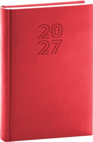 Diář denní Aprint 2027, červený, 15cm x 21cm, PGD-DA5AP-7140