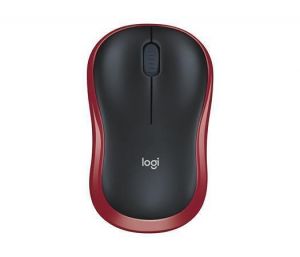 Myš "M185", červená, bezdrátová, optická, standardní velikost, LOGITECH