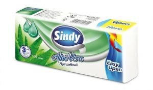 Kapesníky, papírové, 3vrstvé, 100 ks, "Sindy", aloe vera