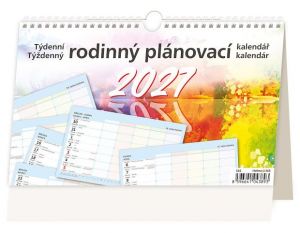 Kalendář stolní týdenní rodinný plánovací kalendář 2027, 22,6cm x 13,9cm, S35-27