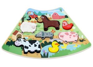2Kids Toys Dřevěné puzzle Veselá farma propojitelné