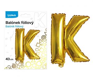 Balónek fóliový "K" ZLATÝ LUMA